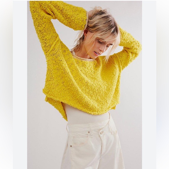Free People Rosie Sweater in Yellow NWOT - Picture 1 of 6